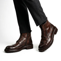 Dark Brown Wingtip Combat Boot