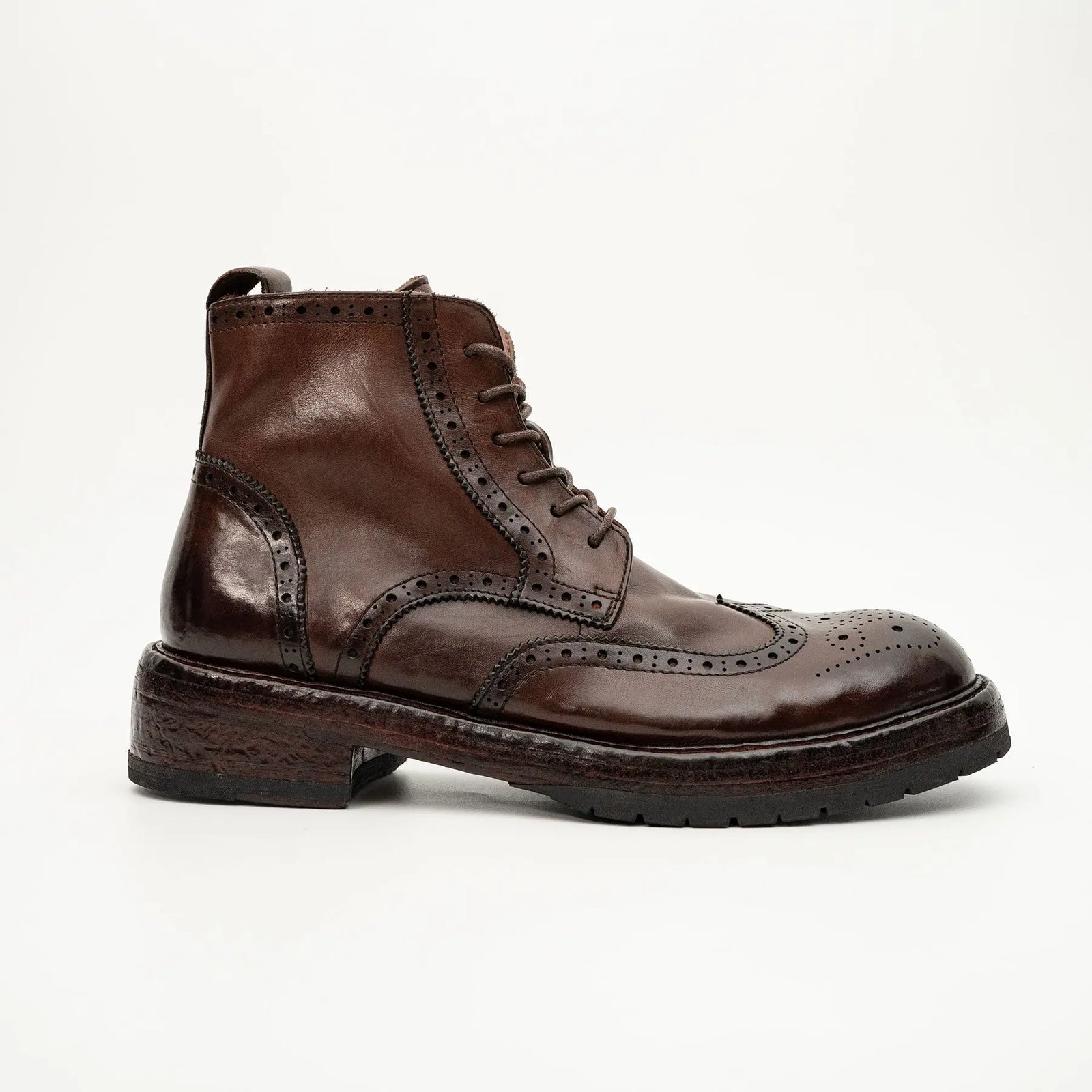 Dark Brown Wingtip Combat Boot