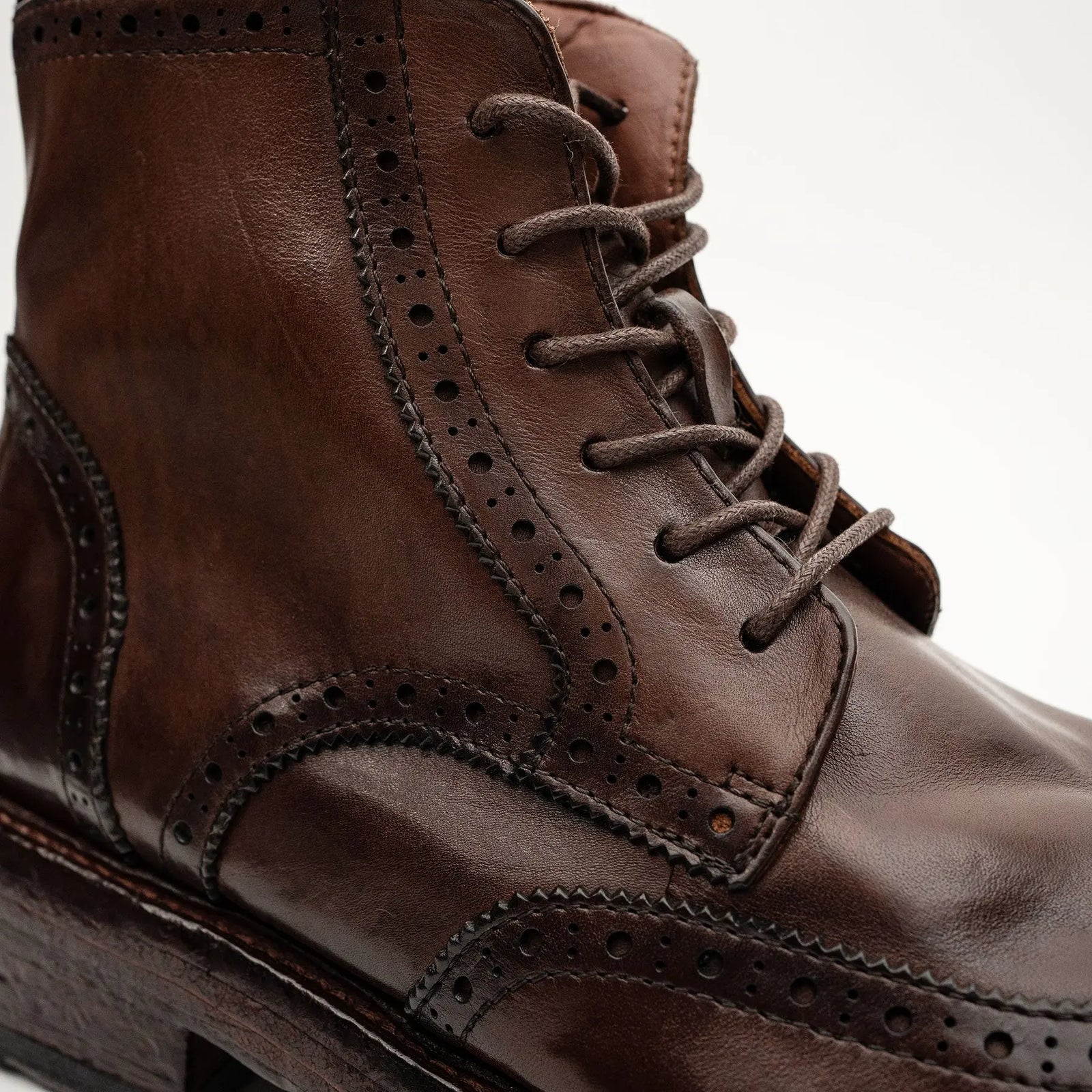 Dark Brown Wingtip Combat Boot