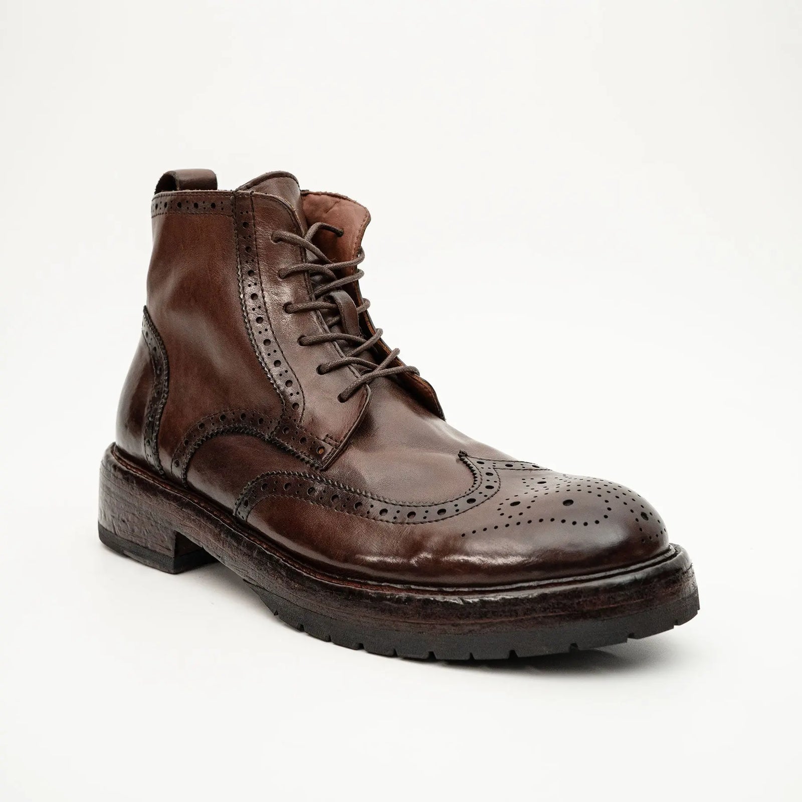 Dark Brown Wingtip Combat Boot