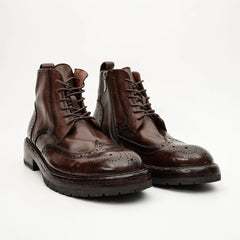 Dark Brown Wingtip Combat Boot