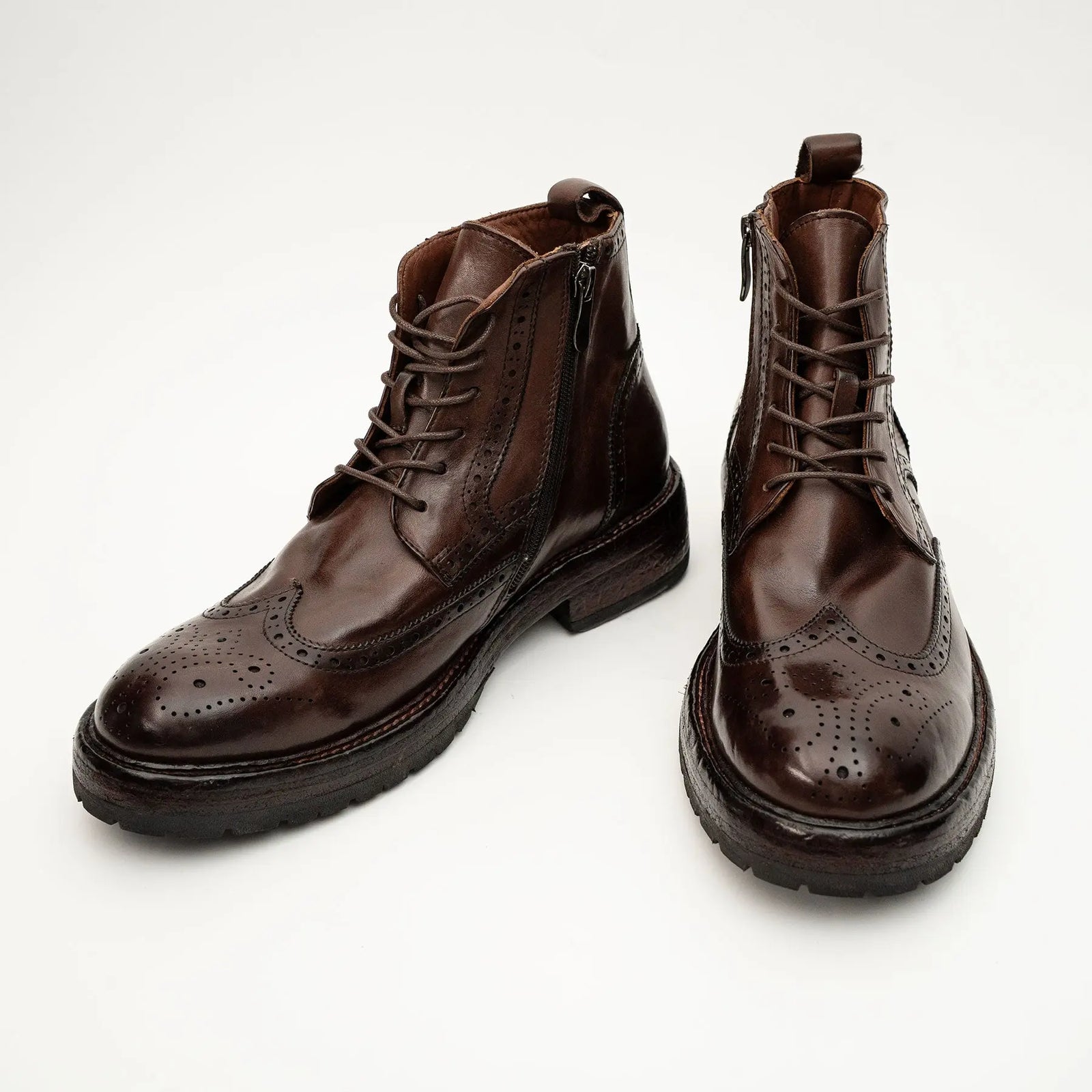 Dark Brown Wingtip Combat Boot
