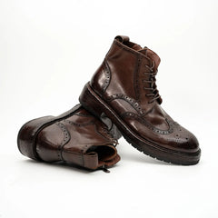 Dark Brown Wingtip Combat Boot
