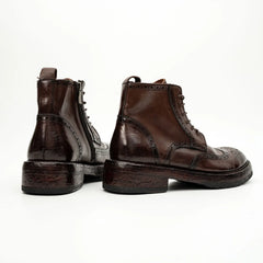 Dark Brown Wingtip Combat Boot