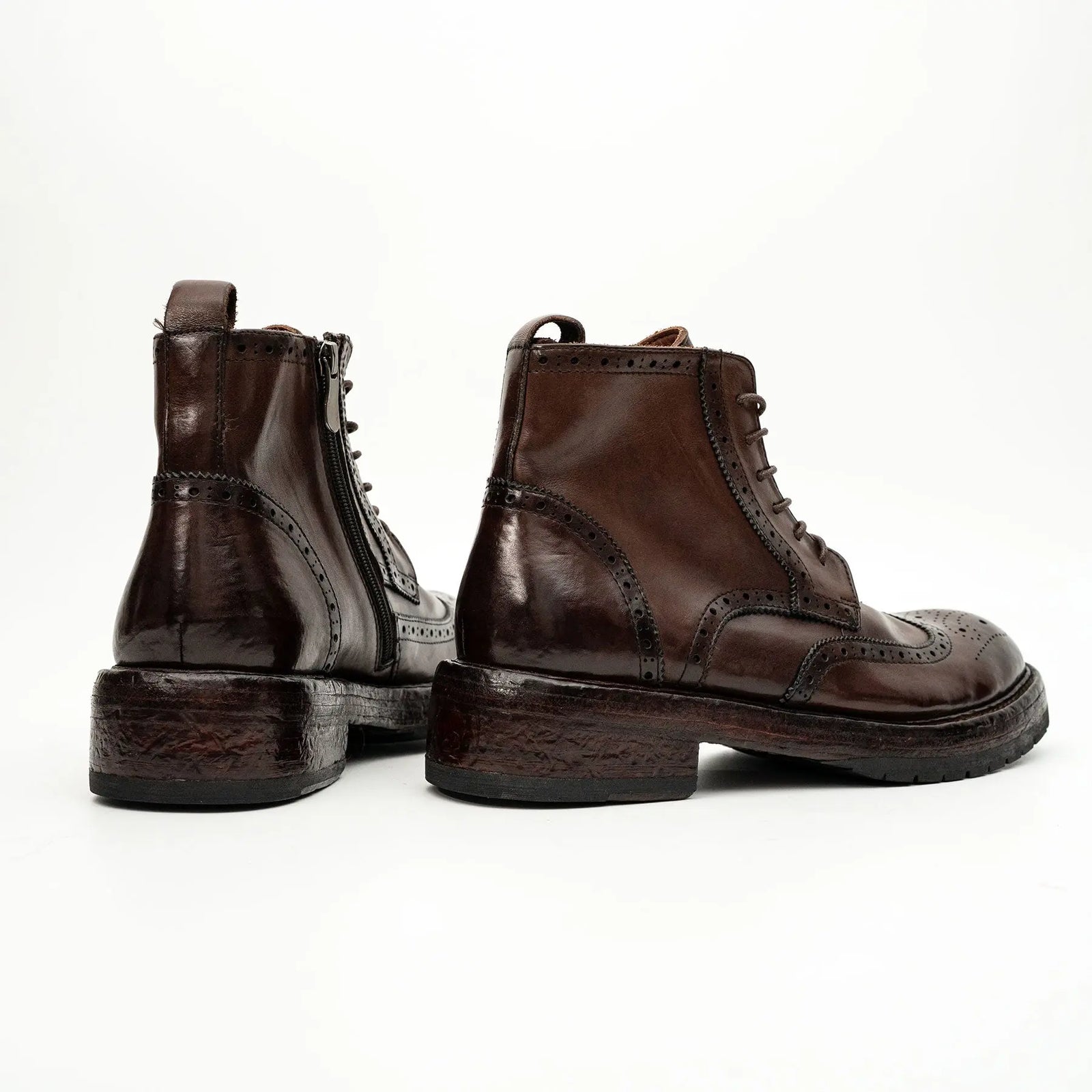 Dark Brown Wingtip Combat Boot