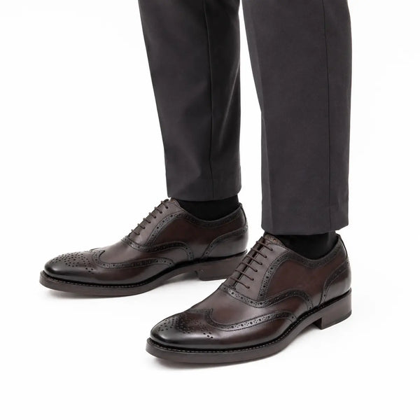Oxford à bout en wingtip brun foncé