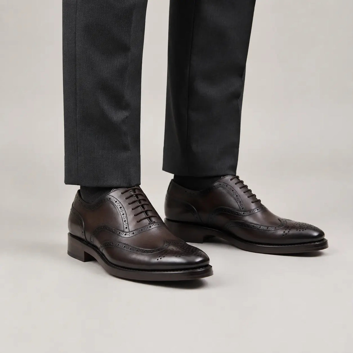 Dark Brown Wingtip Oxford on-foot product photo