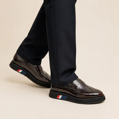 Dark Burgundy Penny Loafer with Foam Sole — on-foot studio view