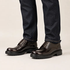 Dark Espresso Lug Derby — on-foot studio view