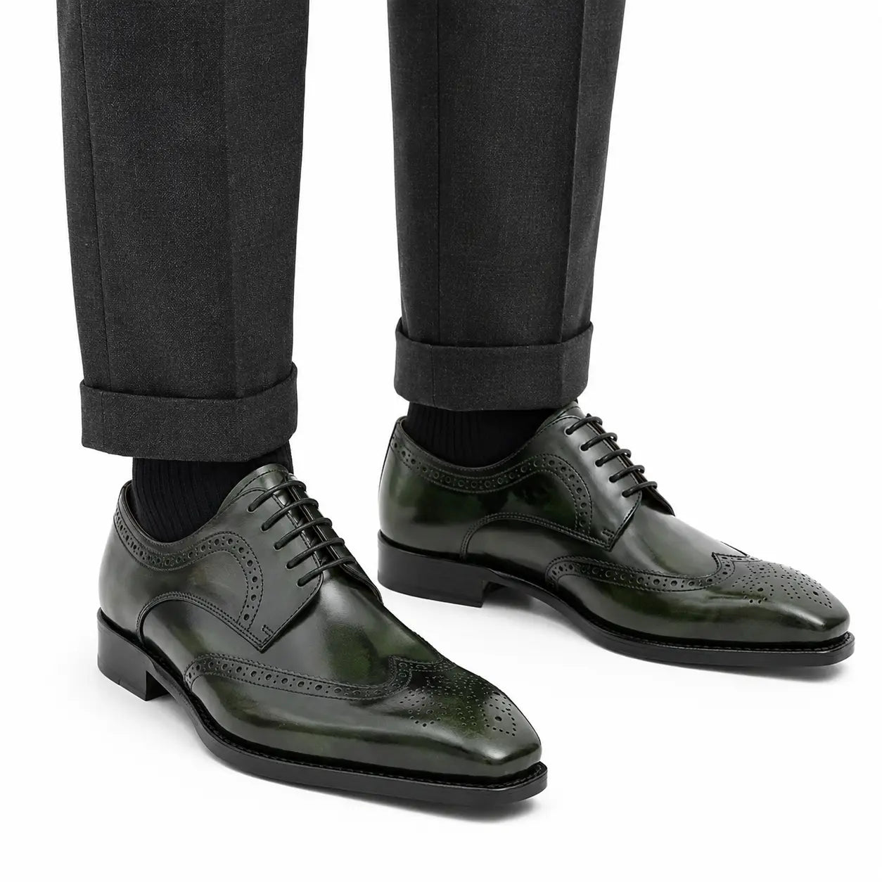 Dark Green Wingtip Derby