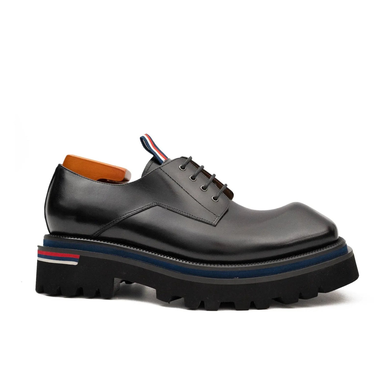 Derby nero con dettagli tricolore