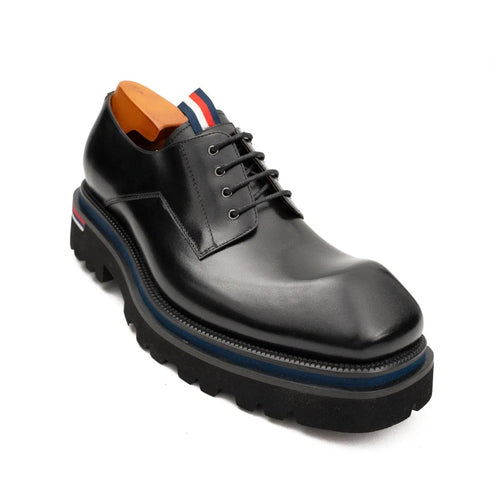 Scarpe derby con punta liscia nere e tacco da 6 cm