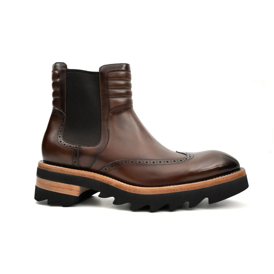 Stivali Chelsea Lug Platform Brogue Color Espresso
