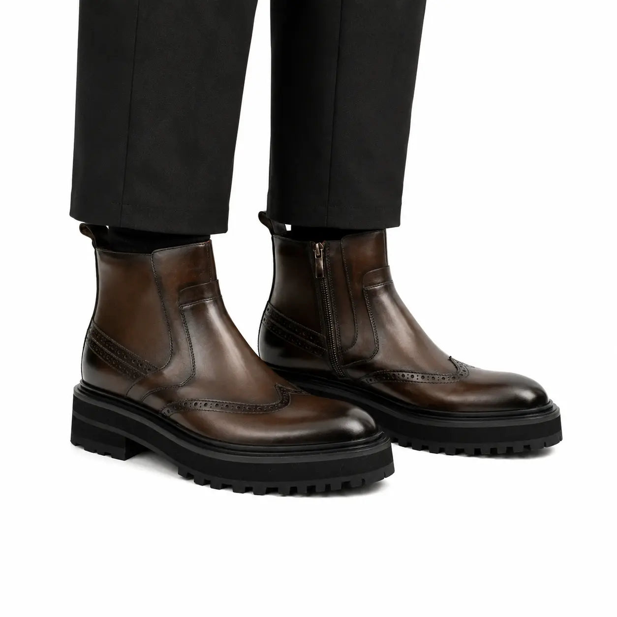 Bottines Chelsea en espresso avec semelle à crampons