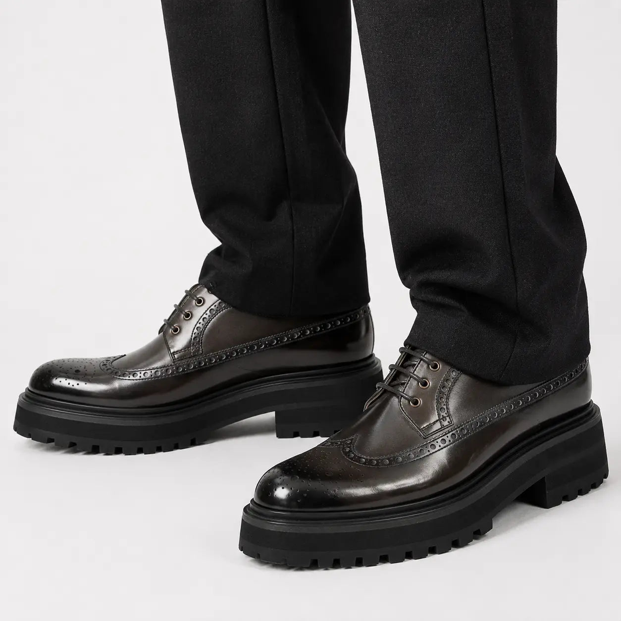 Scarpe brogue spesse color caffè espresso