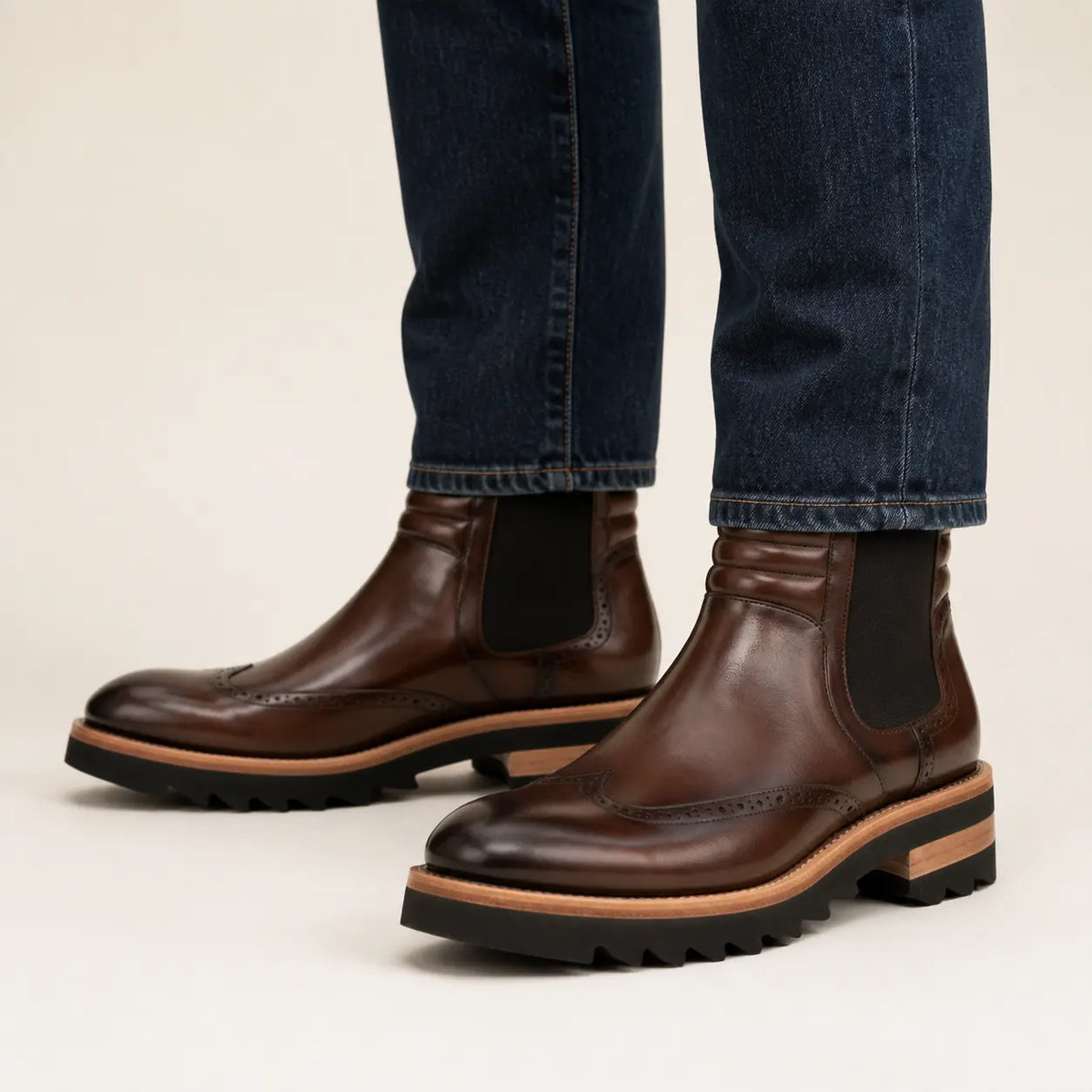 Espresso Platform Chelsea Boot — on-foot studio view