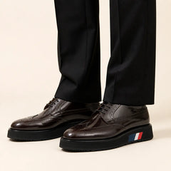 Espresso Platform Wingtip Derby — on-foot studio view