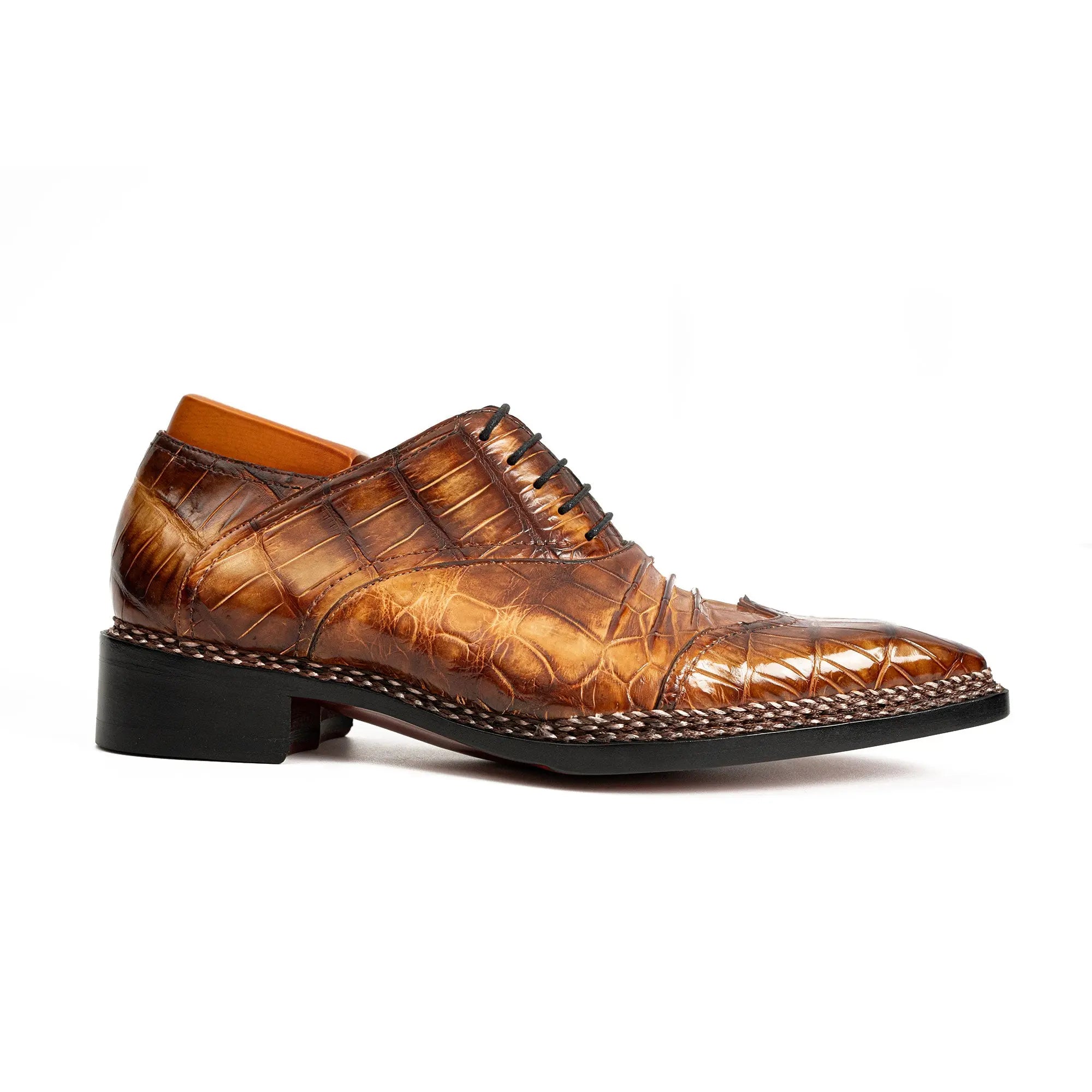 exotic leather dress shoes VHNY | Men's Alligator Shoes | Men's Multi Monk Alligator Leather Dress Shoes | Brown | 10.5 US / Normal
