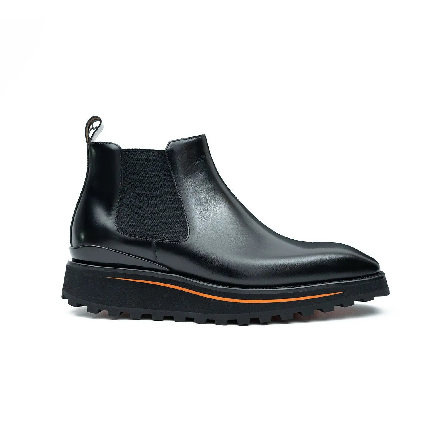 Foil leather Thick-Soled Chelsea Boot 2898 Black DIVINCH