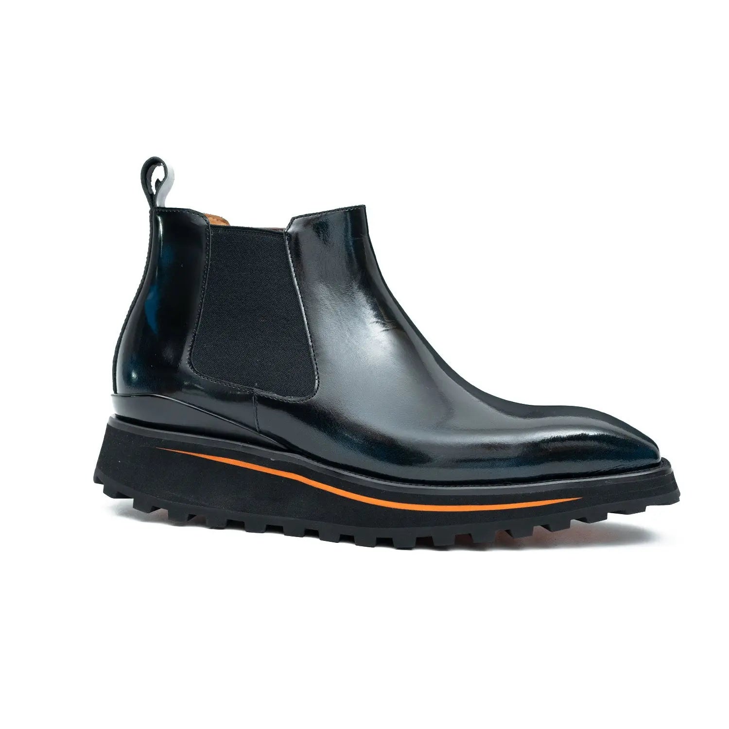 Foil leather Thick-Soled Chelsea Boot 2898 Blue DIVINCH