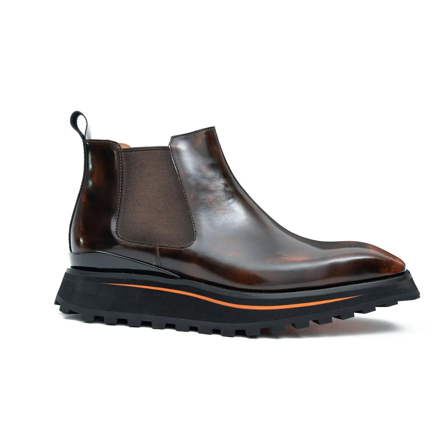 Foil leather Thick-Soled Chelsea Boot 2898KD Brown DIVINCH