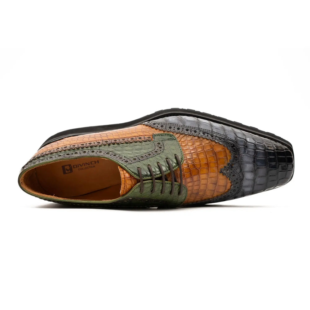 Handmade Crocodile Embossed Brock Dress Shoes
