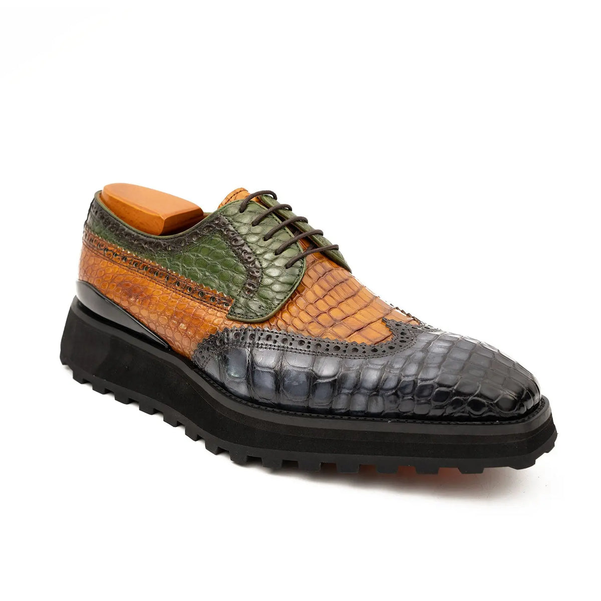 Handmade Crocodile Embossed Brock Dress Shoes main image 1