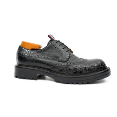 Genuine Crocodile Leather Men's Derby Brogues Black DIVINCH