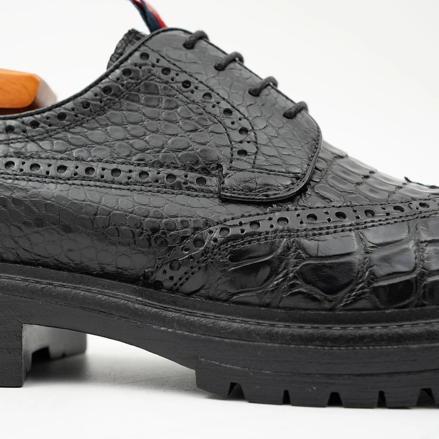 Genuine Crocodile Leather Men's Derby Brogues Black DIVINCH