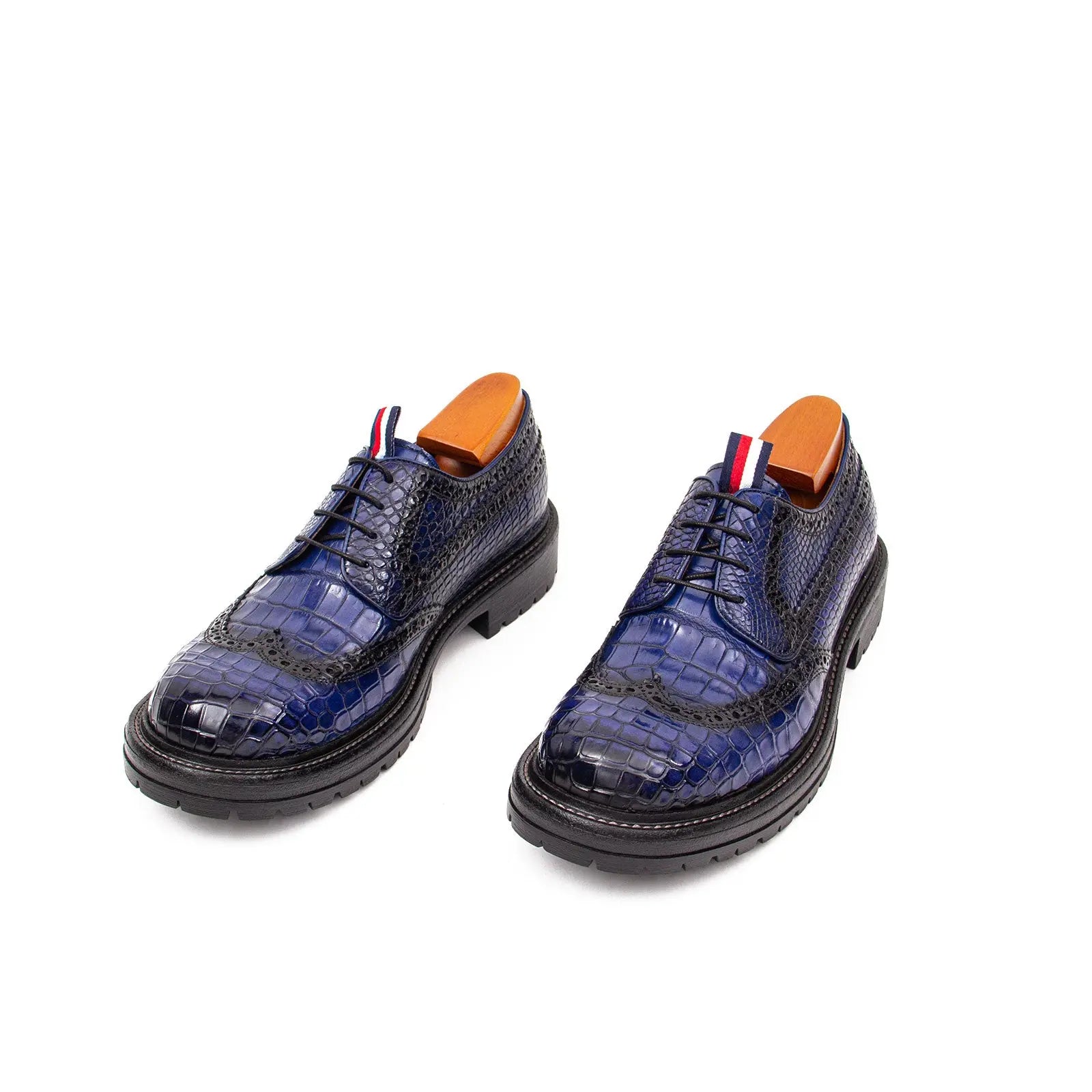 Genuine Crocodile Leather Men's Derby Brogues Blue DIVINCH