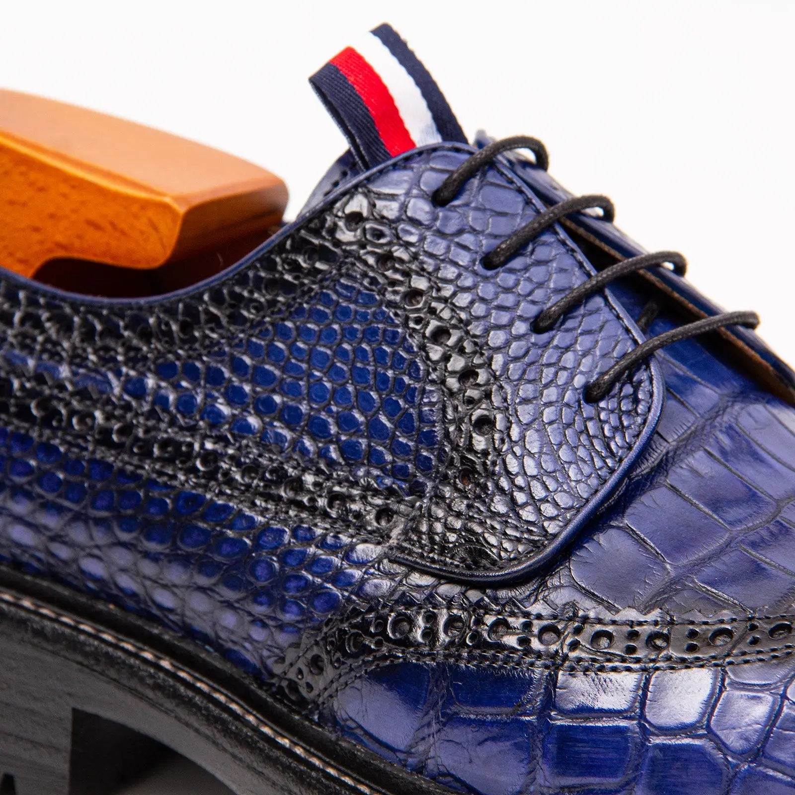 Genuine Crocodile Leather Men's Derby Brogues Blue DIVINCH