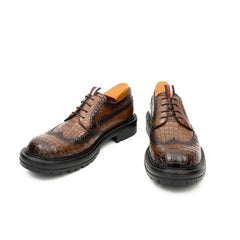 Genuine Crocodile Leather Men's Derby Brogues Coffee DIVINCH