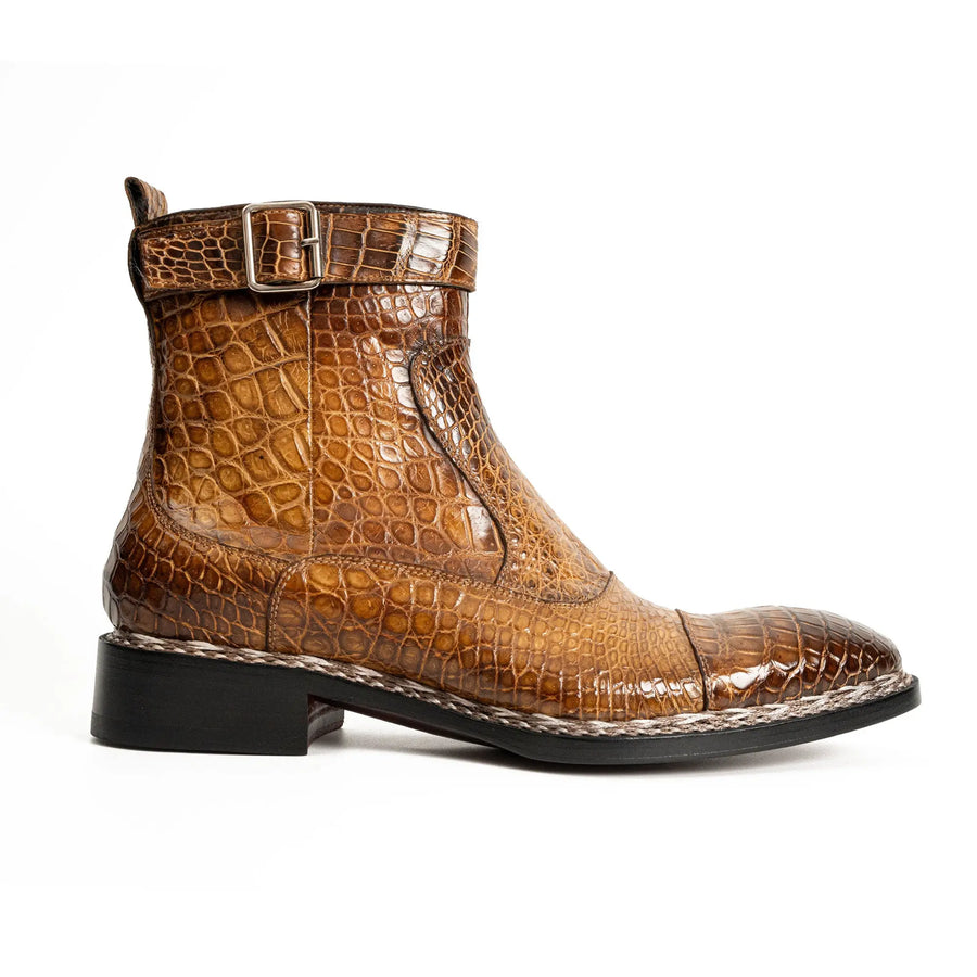Bota Chelsea em Crocodilo Âmbar