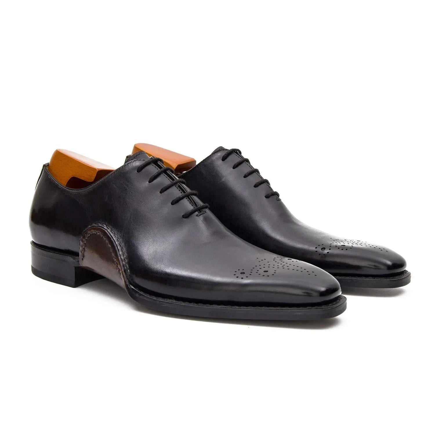 Black Goodyear Welted Patina Oxfords