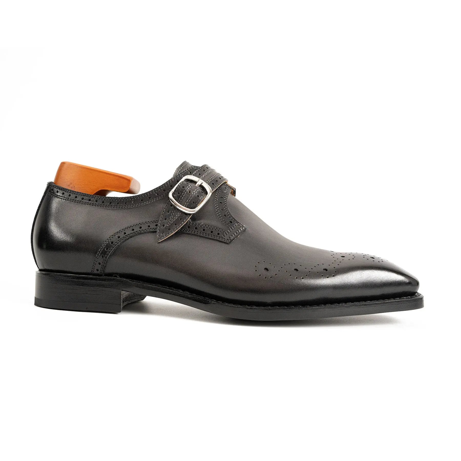 Goodyear Welted Monk Strap Shoes Black DIVINCH