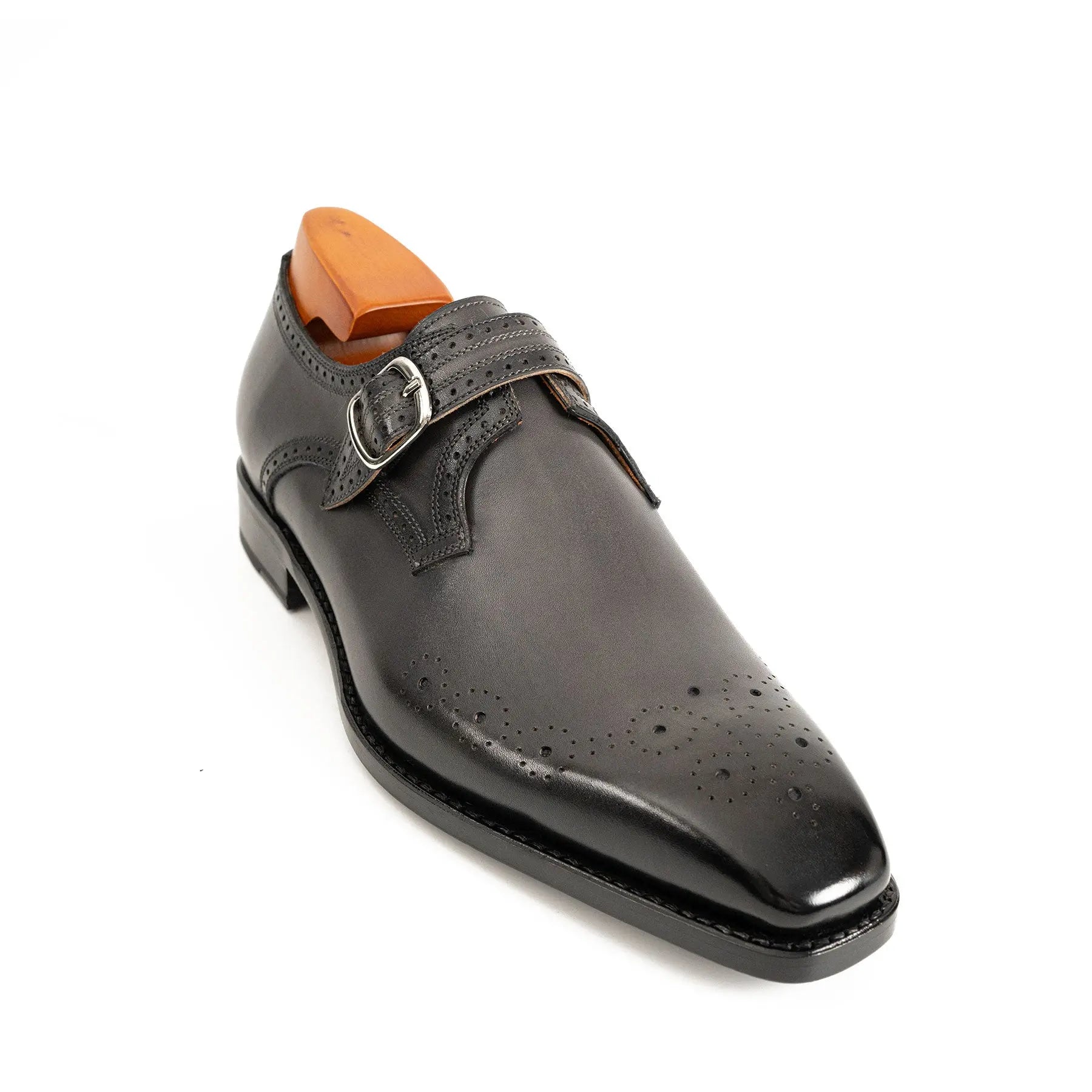 Goodyear Welted Monk Strap Shoes Black DIVINCH