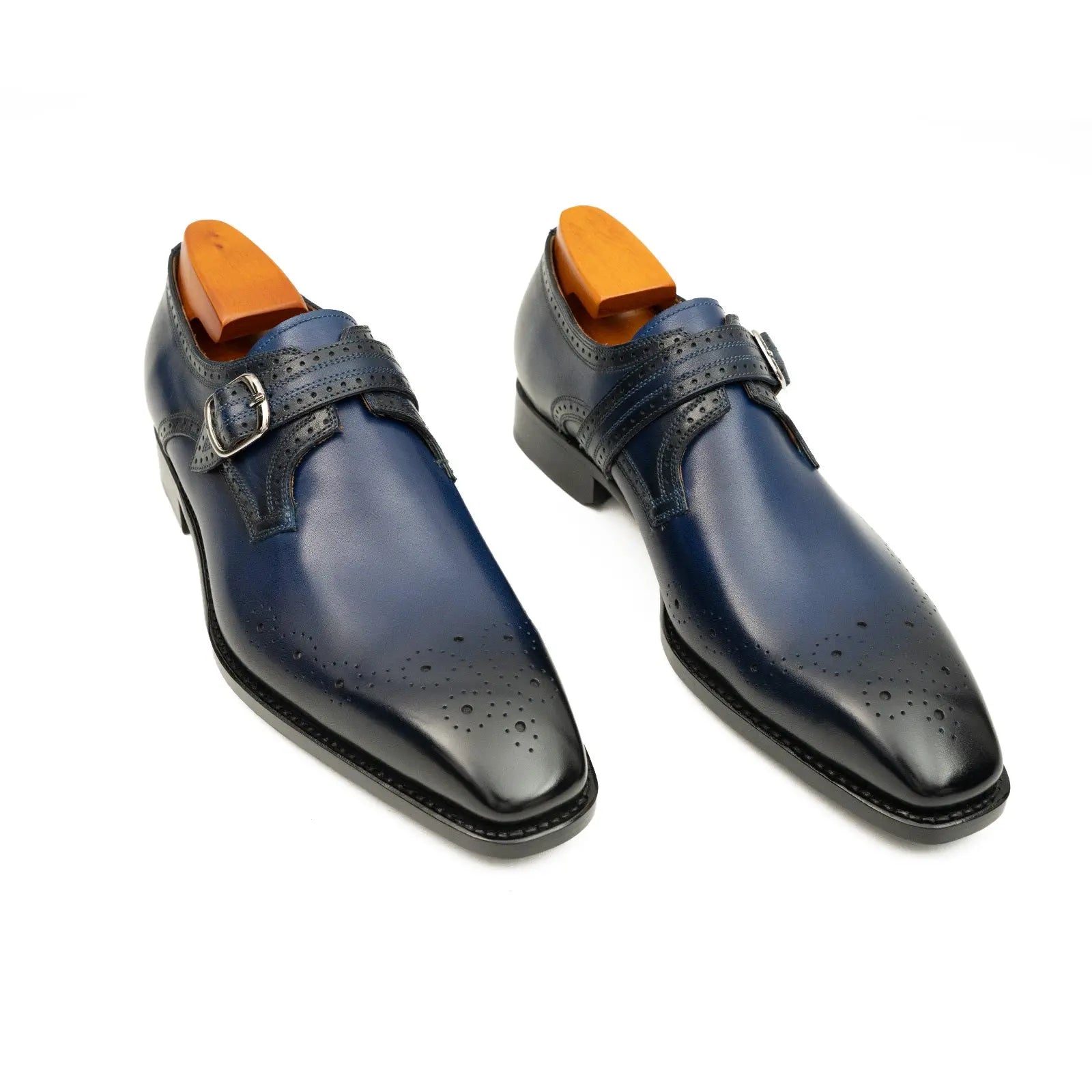 Goodyear Welted Monk Strap Shoes Blue DIVINCH