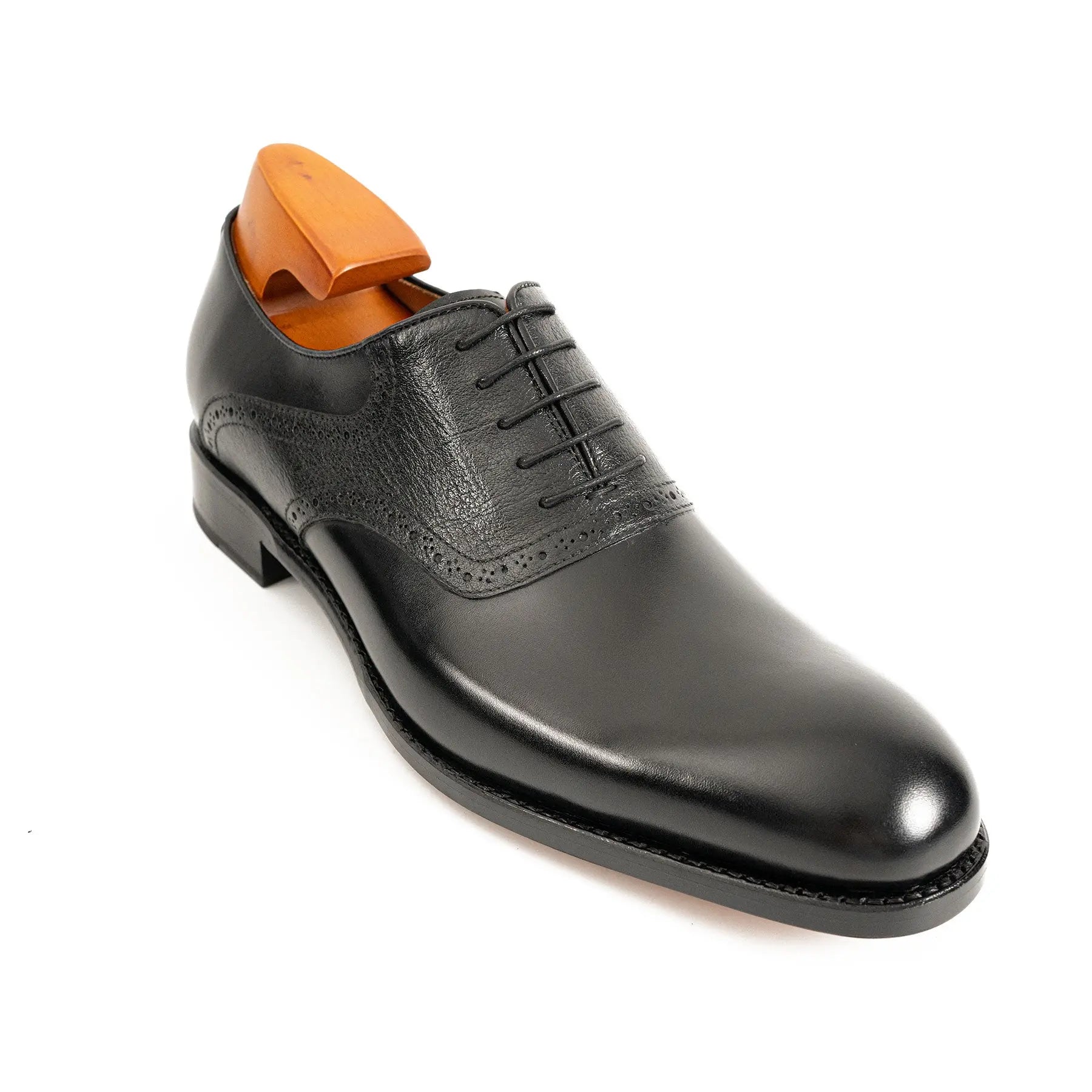 Goodyear Welted Oxford Shoes in Black Leather Divinch
