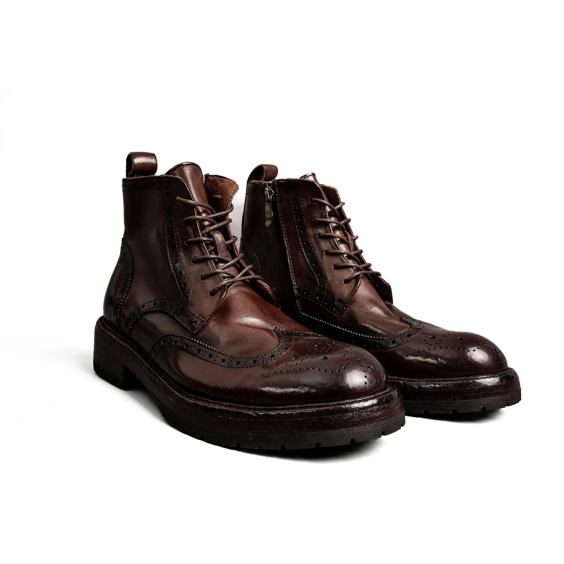 Dark Brown Wingtip Combat Boot