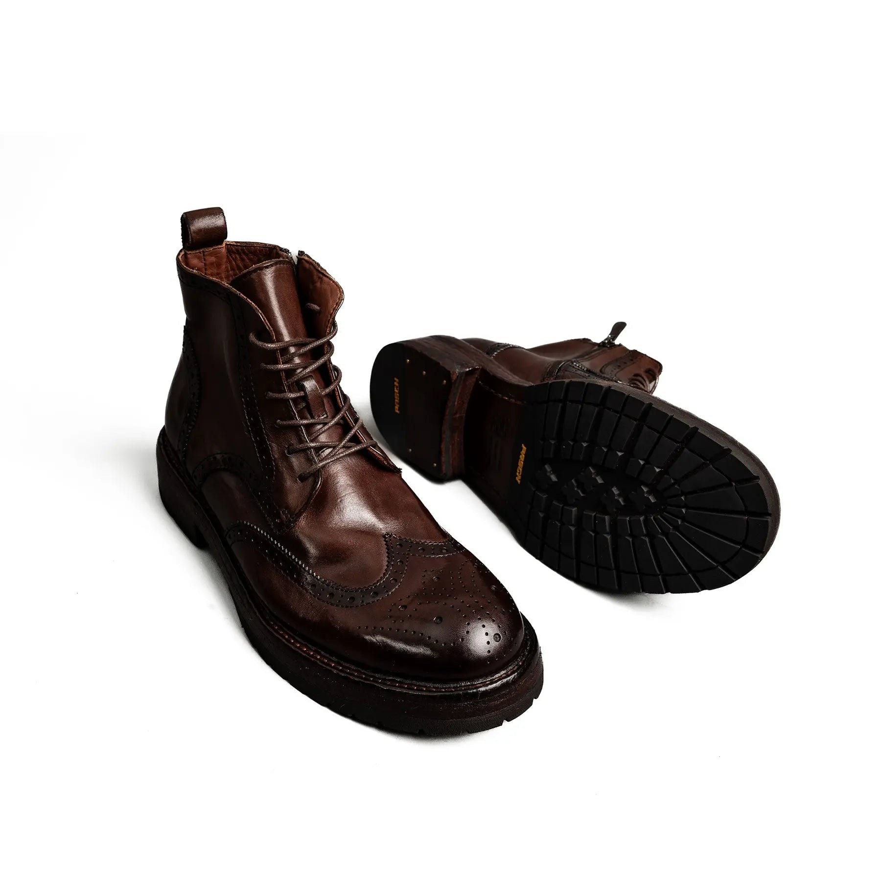 Dark Brown Wingtip Combat Boot