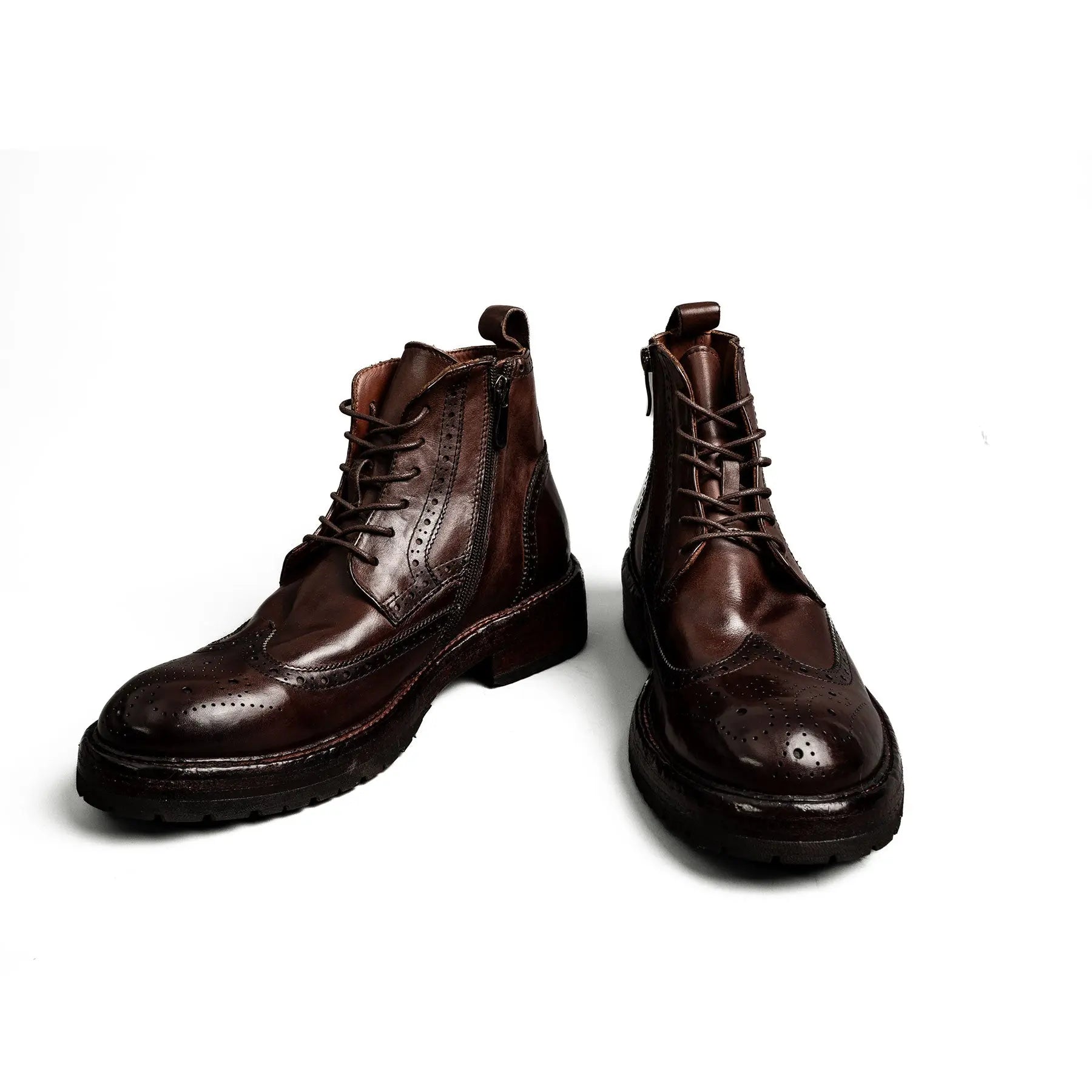 Dark Brown Wingtip Combat Boot