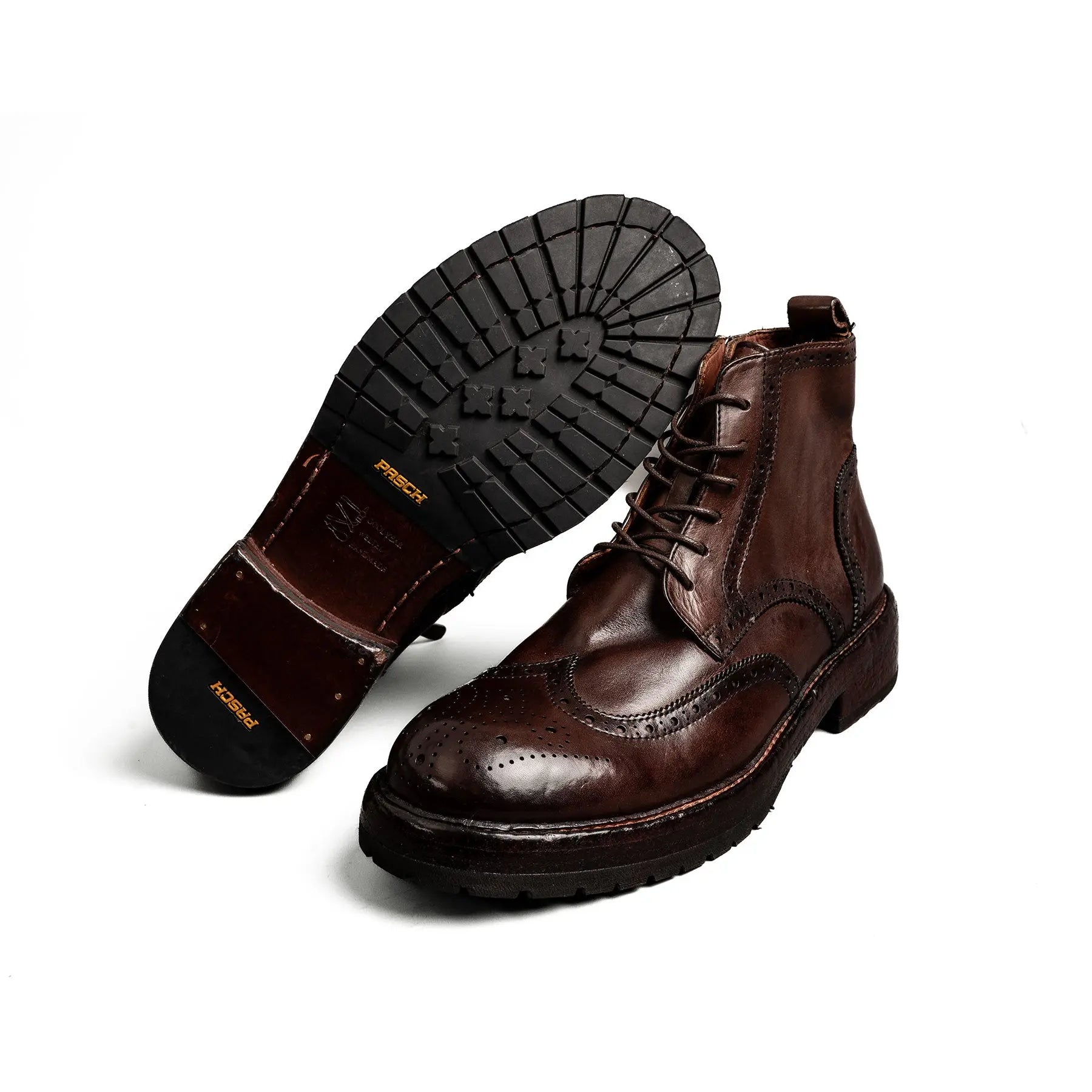 Dark Brown Wingtip Combat Boot