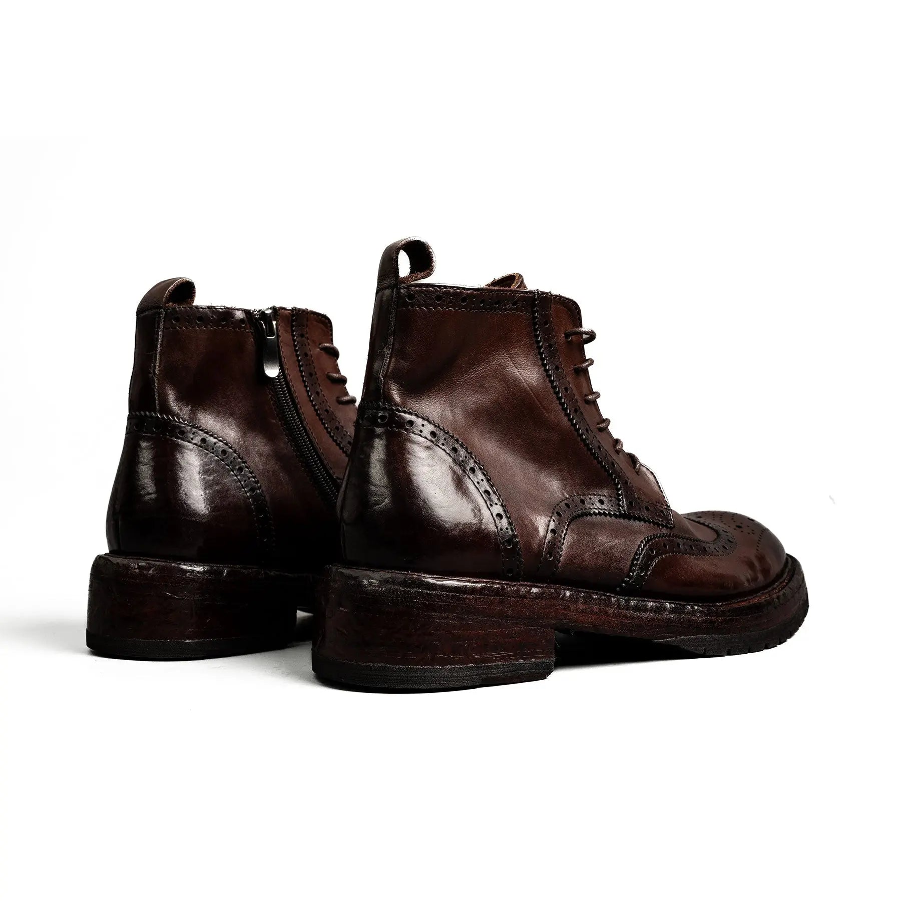 Dark Brown Wingtip Combat Boot