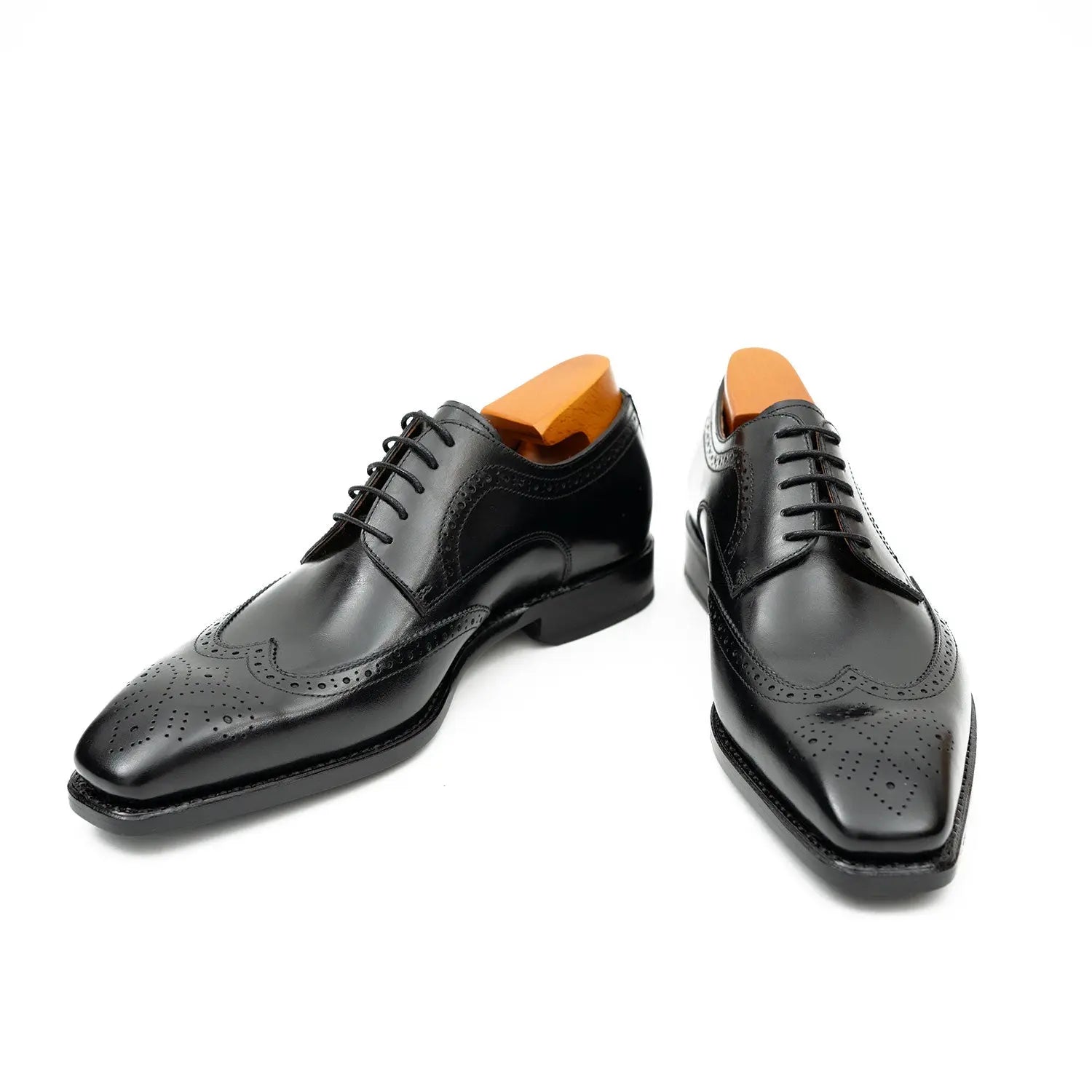 Goodyear welt derby shoes Brogue style Black Divinch