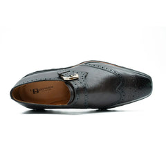 Grain of Tumbled Kangaroo Leather Monk Shoes Divinch