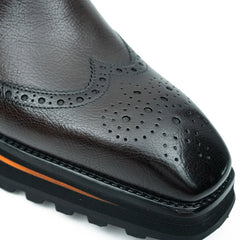 Grain of Tumbled Kangaroo Leather Monk Shoes Divinch