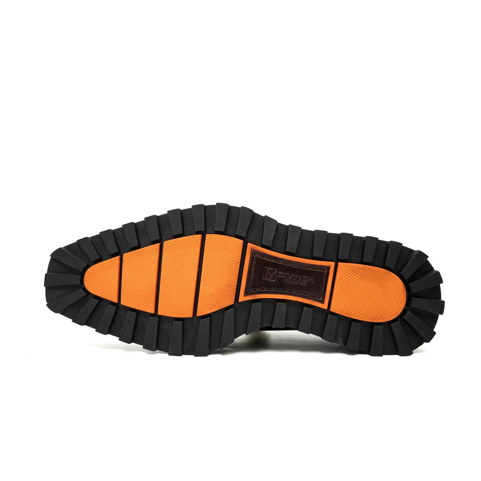 Black Brogued Monk Shoes with Lug Sole