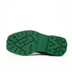 Green-Black Polished Lace-Up Boots DIVINCH