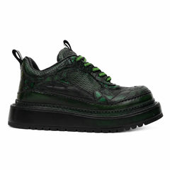 Green Patina Platform Leather Sneaker