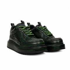 Green Patina Platform Leather Sneaker